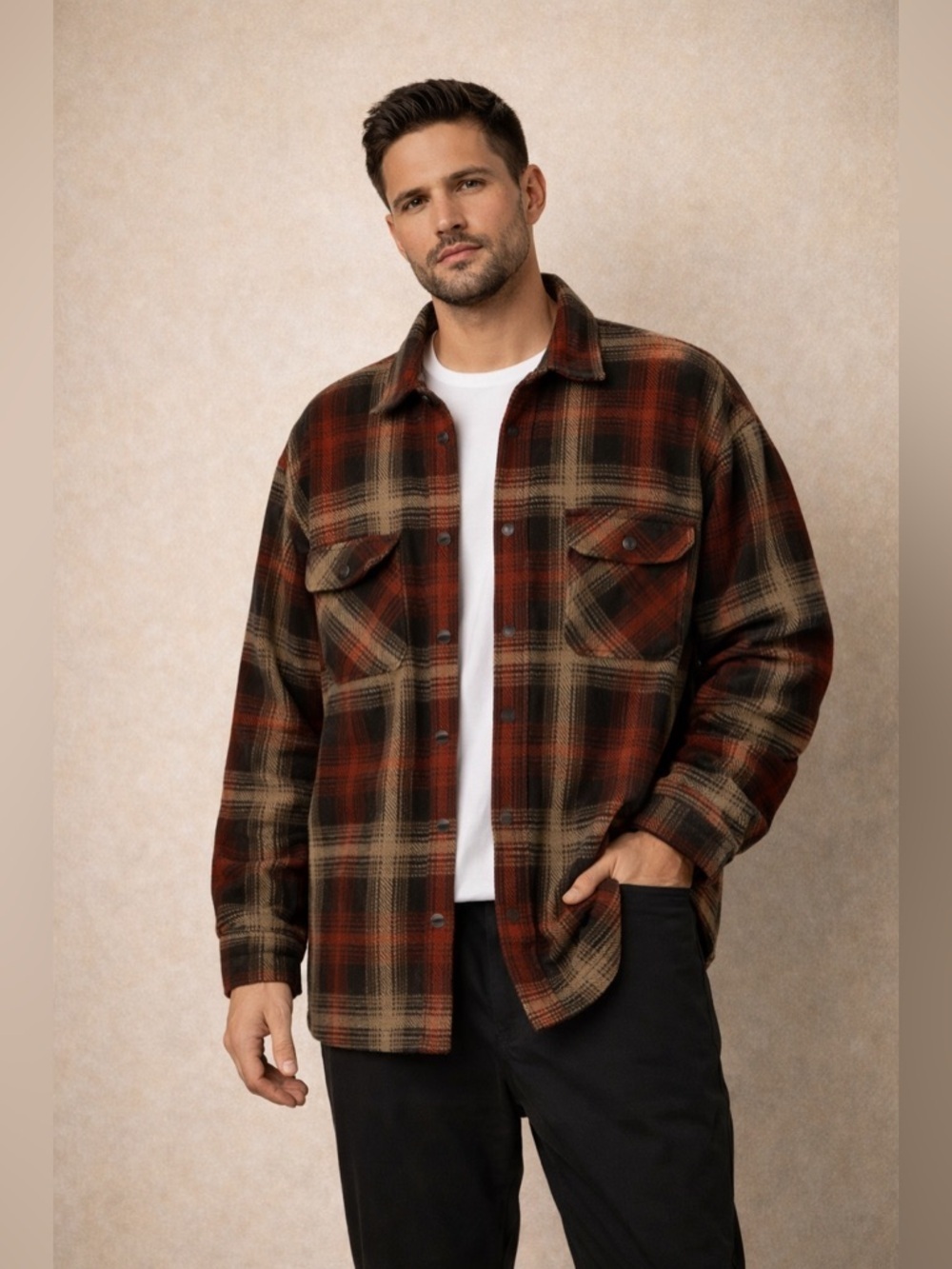 Weatherproof Vintage Men's Size XXL Plaid Fleece Shirt Jacket Button Up